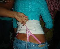 Pull up pink thong